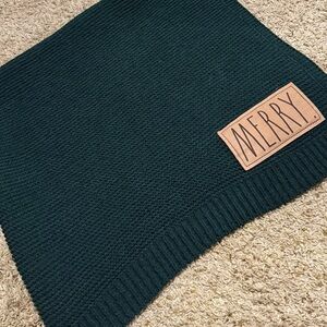 Green Knit Rae Dunn Throw Blanket